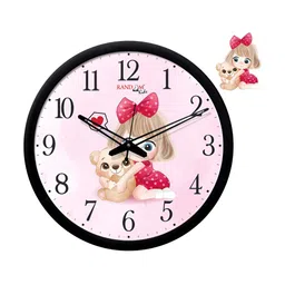 RANDOM Pink & Black Printed Contemporary Round Wall Clock-11
