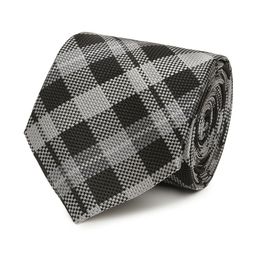 Tossido Men Grey & Black Checked Microfiber Broad Tie-picture-18