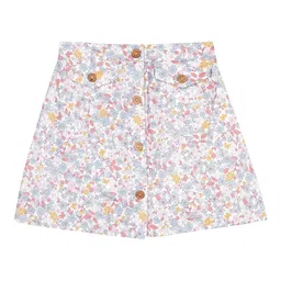 Budding Bees Girls Pink Printed Pure Cotton Midi-Length Flared Skirt-image-35