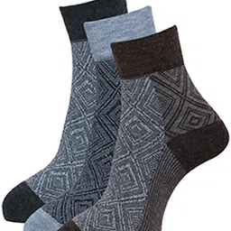 Dollar Socks Men Pack Of 3 Assorted Woolen Ankle Length Socks-21