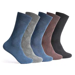 Supersox Men Pack Of 5 Patterned Cotton Calf Length Socks-6