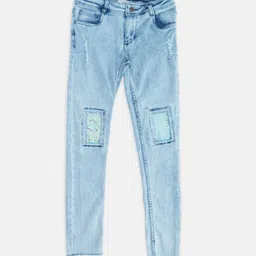 Pantaloons Junior Girls Blue Mildly Distressed Heavy Fade Jeans-picture-49