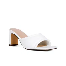 London Rag White Solid PU Block Heels-2