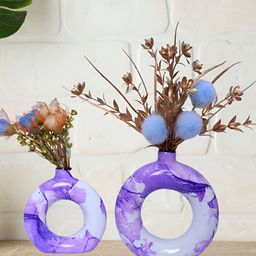 GW CREATIONS Purple & Blue 2 Pieces Donut-shaped Flower Vases-21