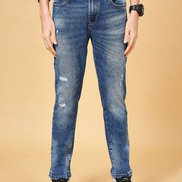 SF JEANS by Pantaloons Men Slim Fit Mildly Distressed Heavy Fade Stretchable Jeans-picture-47