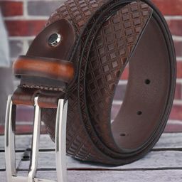 The Roadster Lifestyle Co. Men Formal Checked Leather Belt-16