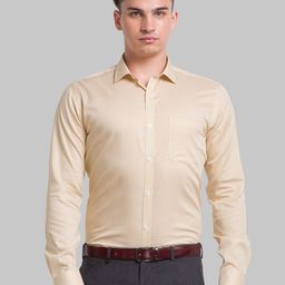 Park Avenue Men Beige Slim Fit Printed Cotton Formal Shirt-image-46