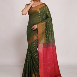 WoodenTant Woven Design Zari Silk Cotton Banarasi Saree-image-57