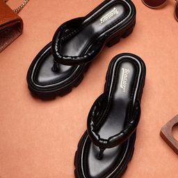 Roadster Black Open Back Platform Heels-20