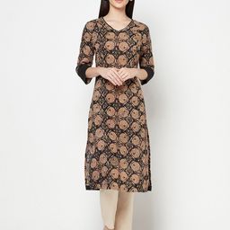 Cantabil Black Floral Printed Kurta-picture-38