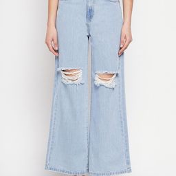 Madame Women Wide Leg Mid-Rise Mildly Distressed Heavy Fade Jeans-image-39