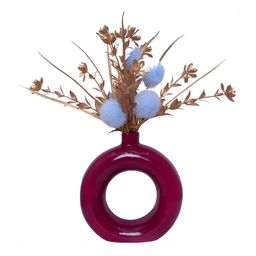 GW CREATIONS Red Donut-shaped Flower Vase-image-73