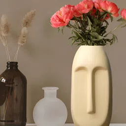 GW CREATIONS Yellow Face Shaped Flower Vase-image-90