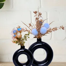 GW CREATIONS Black 2 Pieces Donut Shaped Flower Vases-image-99