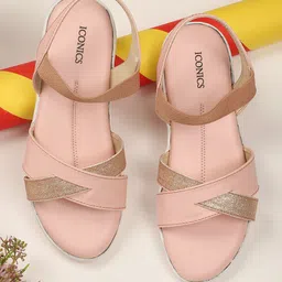 ICONICS Pink Embellished Wedge Heels-image-39