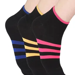 Bodycare Women Assorted Set of 3 Striped Ankle Length Socks-image-23