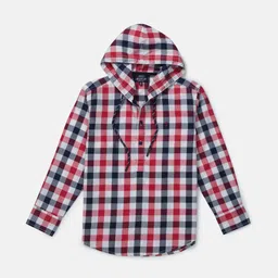 Gini and Jony Boys Gingham Checked Hood Long Sleeves Cotton Casual Shirt-image-73