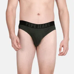 Pepe Jeans Men Green Solid Cotton Basic Briefs-image-37