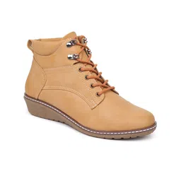 VALIOSAA Women Lace-Ups Round-Toe Wedges Heel Boots-picture-55