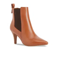 Peach Flores Women Sutton Leather Stiletto Zip-Up Ankle Boots-49