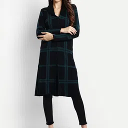 CREATIVE LINE Checked Single-Breasted Woollen Overcoat-43