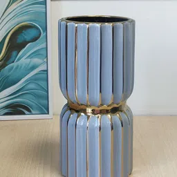 Art Street Grey Geometric Ridges Flower Vase-image-17