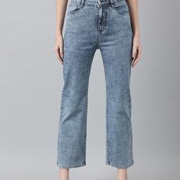 Code 61 Women Blue Relaxed Fit High-Rise Light Fade Acid Wash Stretchable Jeans-image-5