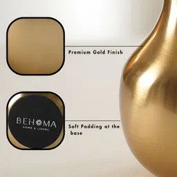 BEHOMA Gold Toned Metal Droplet Shape Flower vase-image-49