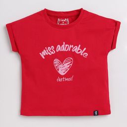 Ginie Girls Typography Printed Extended Sleeves Cotton T-shirt-image-76