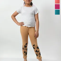 BAESD Girls Pack of 4 Printed Slim Fit Cotton Capris-image-71