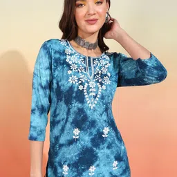 mokshi Ethnic Motifs Embroidered Chikankari Kurti-image-17