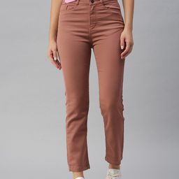 SHOWOFF Women Taupe Jean Straight Fit High-Rise Jeans-image-9