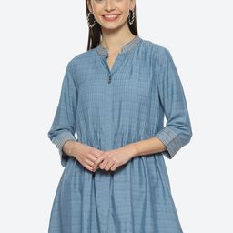 Biba Women Mandarin Collar Yoke Design Kurti-image-87