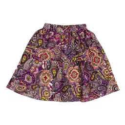 Fashionable Girls Purple & Red Printed A-Line Pure Cotton Skirt-image-41