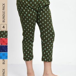 BAESD Girls Pack Of 4 Printed Pure Cotton Capris-image-14