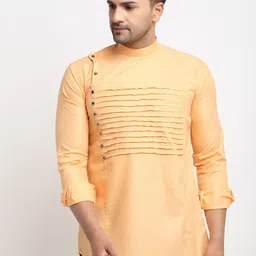 Kaifoo Men Peach-Coloured Striped Pastels Kurta-60