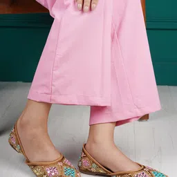 Shezone Women Tan Embellished Ethnic Mojaris Flats-10