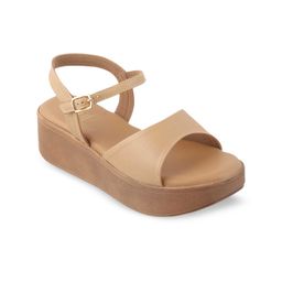Tresmode Beige Flatform Sandals with Buckles-image-1
