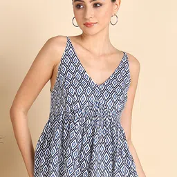 HERE&NOW Geometric Print Peplum Top-image-88