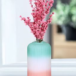 LASAKI Evelyn Green & White Textured Ceramic Flower Vase-image-38