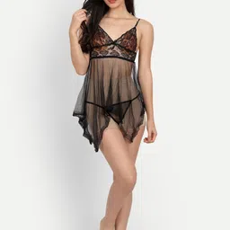 COLOR STYLE Black Baby Doll with High-Low-image-15