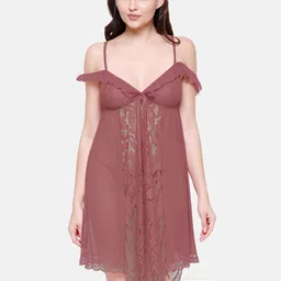FashionRack Brown & Transparent Net Baby Doll-image-22