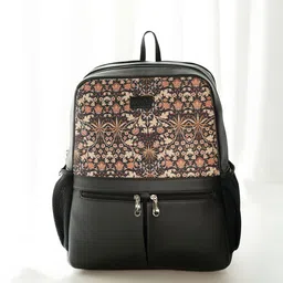 ZOUK  Women Ethnic Printed Vegan Leather Backpack With Compression Straps-Up to 16 inch image 2