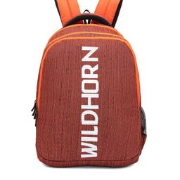 WildHorn Unisex Orange & White Typography Backpack with Compression Straps-22