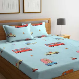 Arrabi Unisex Kids Blue Bedsheets-11