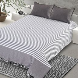 Saral Home Grey & White Striped 160 TC King Bedsheet with 2 Pillow Covers-image-86
