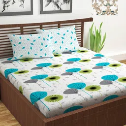 Divine Casa Set Of 2 White & Brown 144 TC Queen Size Double Bedsheets With 4 Pillow Covers-11