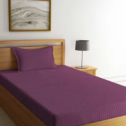 KLOTTHE Burgundy 300 TC Single Bedsheet with 1 Pillow Cover-picture-33