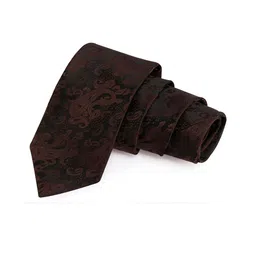 PELUCHE Men Black & Brown Woven Design Skinny Tie-picture-19