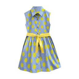 A T U N Blue & Yellow Polka Dot Printed Pure Cotton Dress-image-96